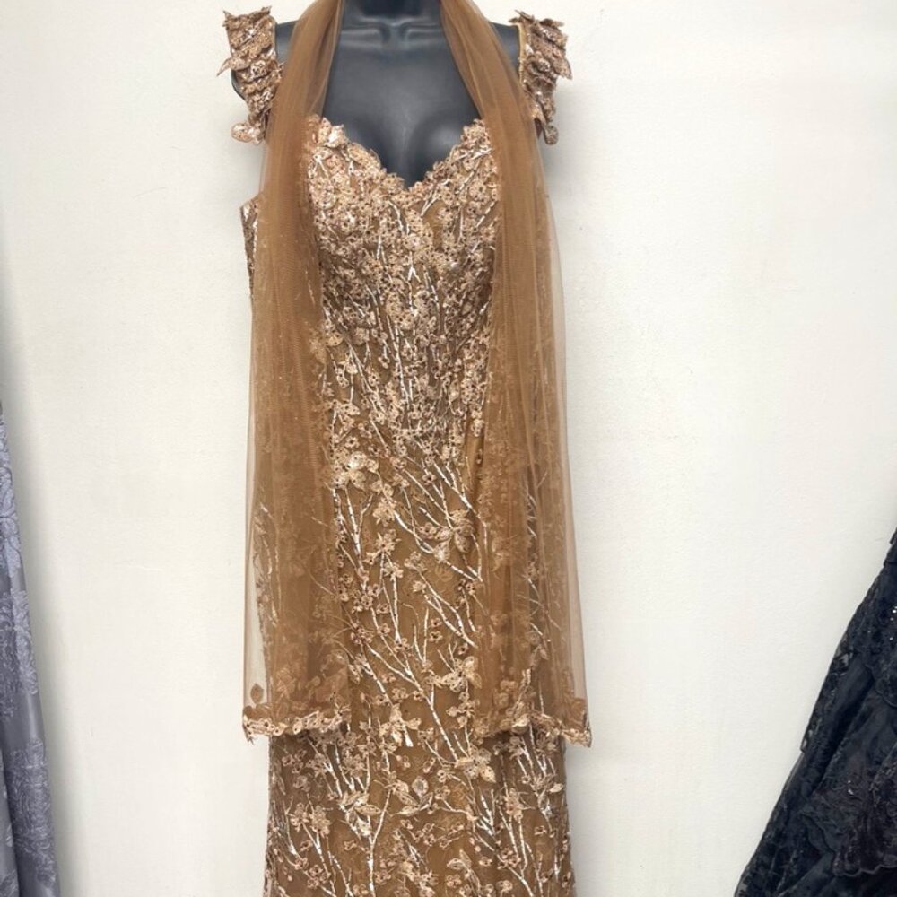 Gown for Bride or Groom's Mom  , Bronze Ivonne D, # ID303 NEW with Tag Size 16